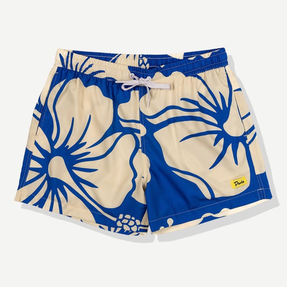 Duvin Beige & Blue Floral Swim Trunks for Men